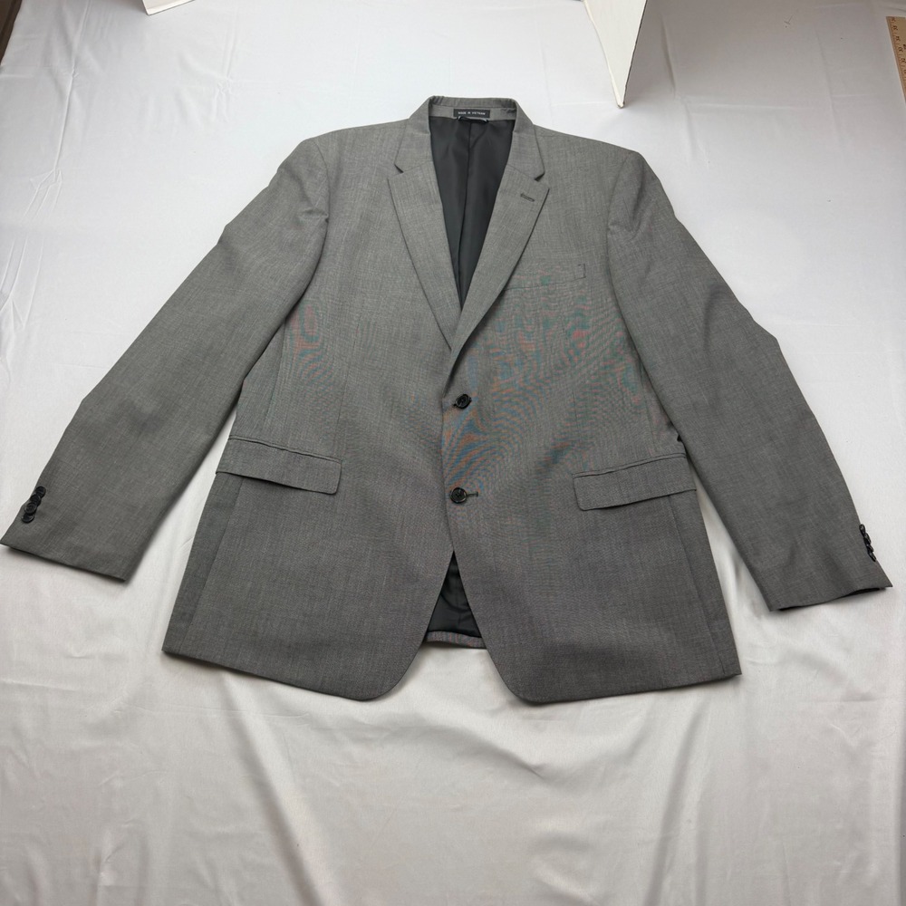 Tommy Hilfiger Blazer Mens Size‎ 46L Grey Two Button Suit Jacket Notch Lapel